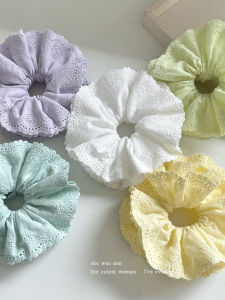 Ruy Băng Tóc Ren Khoét Rỗng Màu Kem Hàn Quốc Cho Phụ Nữ Phụ Kiện Tóc Tròn Ruy Băng Tóc Cao Cấp Ruy Băng Tóc Bằng Cao Su