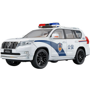 【RUM】1:18 Scale Toyota Prado Police Alloy Car Model Light & Sound Effect Diecast Car Toys for Boys Birthday Gift Kids Toys Car Collection