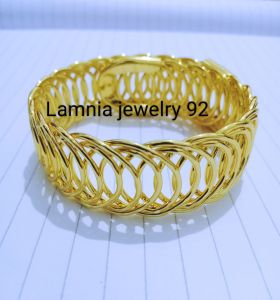 Gelang tangan fleksibel sisik naga gold lapis emas Anti karat