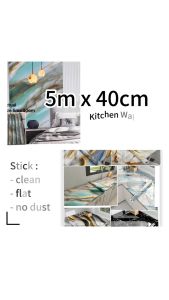 PVC 40cm*5m Waterproof Marble Wall Stickers Cupboard Table Kitchen Self Adhesive Oil proof Wallpaper and (5Metro x 45cm)