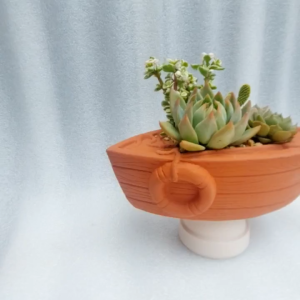 Chậu đất nung chậu sen đá - Chiếc thuyền dài 22cm rộng 10cm cao 6cm