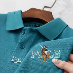 ROMON | Lormen Mens Pure Cotton Short Sleeve T-Shirt Summer Thin Business Casual Embroidered Collar Ice Silk Polo Shirt Fashion Urban Style Quick Dry