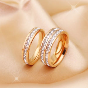 Unique Designer Glamorous Stylish 18K Rose Gold Titanium Steel Ring