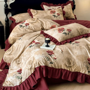 Princess Style Pure Cotton Bedding Set French Vintage Four-Piece Suite Breathable Comforter Cover Sheet for Young Women