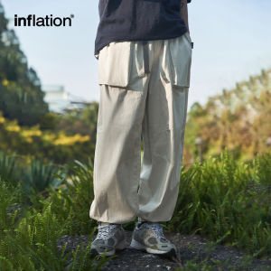 INFLATION brand mens youth 2024 summer new patchwork work leggings trendy brand versatile loose paratrooper pants Japanese casual leggings mens pants