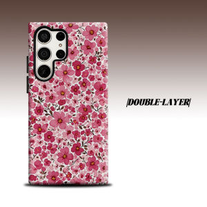 Pink Blossom Floral For Samsung Galaxy S26 S25 S24 A56 A36 Dual Layer Luxury Fashion Full Lens Protective Case