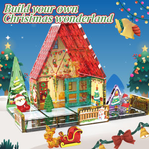 2025 Christmas Colorful Window Magnetic Tile Building Blocks Set DIY Puzzle 3D Puzzle New Year Kids Toys Christmas Gifts