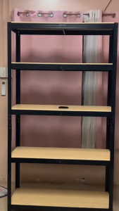 5 LAYER 2 WAY METAL BOLTLESS SHELVES RACK | BLACK FRAME | WOODEN BOARD