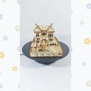 3D Wooden European-Style Two-Storey Villa Puzzle with Garden – DIY Assembly Model – Creative Home Decor