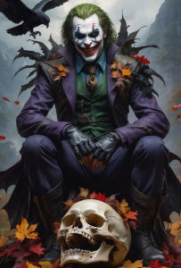 KAYOU | Oil Painting By Number DIY Gothic Dark Joker Skull Raven Wall Decor for Game Room or Living Room Gift No Frame