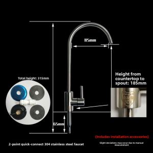 Pure Copper 304 Stainless Steel Water Faucet for Pure Water Drinking Kitchen Water Purifier Accessory Split Three Way Tap