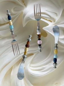 Elegant Stainless Steel Butter Knife And Fork Set Beaded Dinnerware Home Use High Quality Tree Island Premium Butter Knife Fork