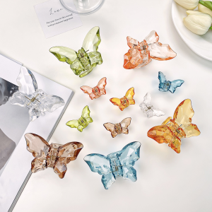 C.three Ins Fantasy Butterfly Hair Claw Clip Small Transparent Colorful Hair Clip Girl Coiled Hair Clip