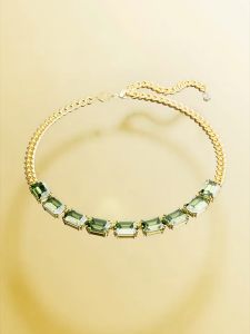 🖤Swarovski🖤Millenia series สร้อยคอจี้พลอยแปดเหลี่ยมสีเขียว สร้อยคอแฟชั่นผู้หญิงเงิน 925 (XL-LS5610104881) สร้อยคอคู่สไตล์ดีไซน์คลาสสิก ของขวัญพิเศษสำหรับแฟนหรือแฟนของคุณ