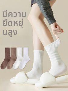 ถุงเท้ากีฬาครึ่งแข้งสำหรับผู้หญิง ถุงเท้าฤดูใบไม้ผลิและฤดูใบไม้ร่วง ถุงเท้าฤดูร้อนแบบบาง ถุงเท้าป้องกันกลิ่น ถุงเท้าครึ่งแข้งสีขาว