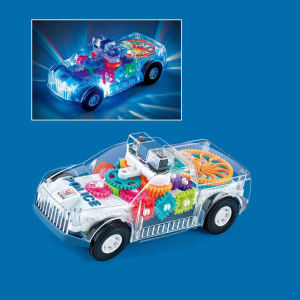 YiJun Toy Electric Universal Transparent Gear Police Car Animal Automobile Lights Music Childrens Birthday Six One Gift