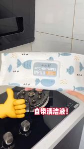 80 Pcs Lap Pembersih Dapur / Tisu Dapur Tisu Basah / Kitchen Cleaning Wipes Strong Decontamination Kitchen Wipes Degreasing