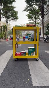 Xe đẩy 3 ngăn cao 980mm màu vàng FABINA