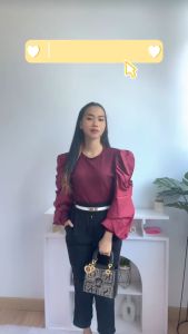 [Basica Moda] 3311 Atasan Top Baju Blouse Wanita Basic Puff Rajut Import