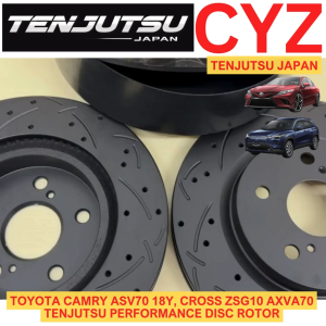 (1 PAIR) Tenjutsu Japan Toyota Camry ASV70 18Y CROSS ZSG10 AXVA70 Front Sport Disc Rotor Slotted Drille From Japan
