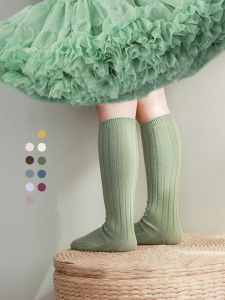 Girls Mid-Calf Cotton Socks Pure Color Baby Long Socks Winter Childrens Casual Style All Season High Tube Socks Kids Footwear