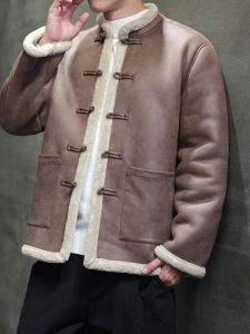 New Chinese Style Mens Cotton Jacket Tang Costume Loose Fit Winter Fashion Retro Windbreaker Large Size Ethnic Hanfu Outerwear