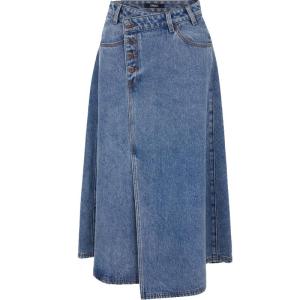 ONLY | High Waist 4 Button Slit Slimming A-Line Denim Skirt