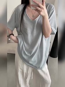 La Chapelle | Shallow Color V-Neck Loose Summer Casual T-Shirt