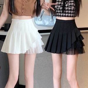 Wanita Rok A-line Pinggang Tinggi Pendek Rok Polos Tipis Kain