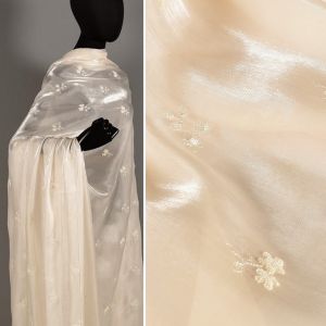 ผ้าทอลายปักประดับเพชรสีน้ำตาลทองแสงน้ำหยดนุ่มใสสำหรับชุดชั้นในผ้าชีฟองสไตล์จีน ผ้าชีฟองผสมโพลีเอสเตอร์