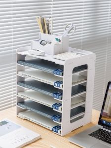 Multi-Layer File Rack Office Desktop Storage Shelf A4 Document Holder Folder Organizer Simple Assembly Bookcase for Students