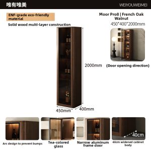 Weimei | Vintage Style Glass Bar Cabinet Storage Display Cabinet