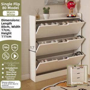 MOLORE | Sliding Door Shoe Cabinet Large Capacity Slim Wooden