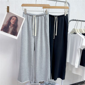 High Waist Drawstring Straight Leg Wide Leg Pants Thin Loop Cotton Women Casual Loose Sweatpants Spring Korean Style Commute