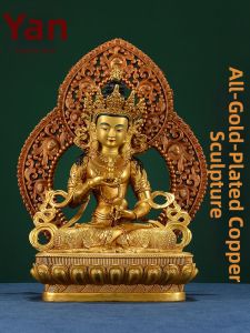 Full Gold Gilding Vajrasattva Bronze Statue With Backlight