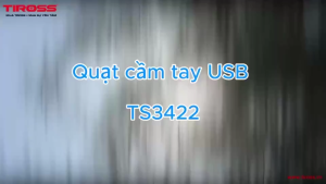 Quạt cầm tay TIROSS TS3422 màu xám tím với điều chỉnh tốc độ 100 cấp pin Li-ion 3600 mAh sạc USB-C.