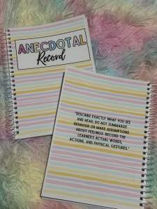 Anecdotal Record Spiral Notebook with Pastel Stripes and Quote on Back