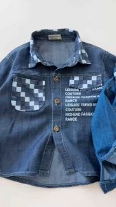 BE104 Áo sơ mi giả Jean BONNIE cho bé trai đi chơi đi học phong cách Hàn Quốc