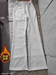 plus Size Womens Fleece Lined Micro Flared Casual Pants Yoga Sports Sweatpants High Waist Long Trousers Autumn Winter Fashion