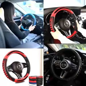 Bọc vô lăng ô tô da PU gân nổi 3D cao cấp phối vân carbon chống trơn trượt mồ hôi tay size 38Cm