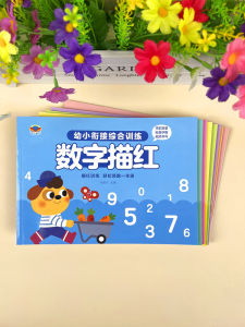 Preschool Childrens Beginner Red Tracing Book Number Phonics Chinese Character Stroke Order Addition And Subtraction Practice Sheets