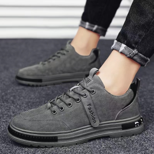 Men Thick Sole Rubber Shoes Korean Fashion Lace Up Sports Sneakers Comfortable Flat Casual Shoes For Men On Sale