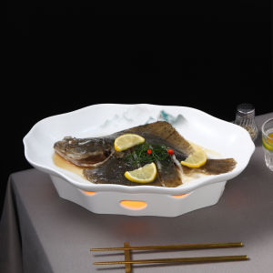 จานปลาทรงกลมจานอาหารจานเซรามิกจานรูปปลาไข่มุกจานรับประทานอาหารในโรงแรมจานรับประทานอาหารในร้านอาหารจานรับประทานอาหาร