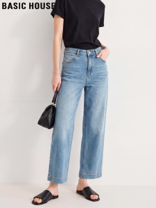 Basic House | Light Blue Loose Straight Capri Jeans