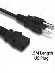 EU/US Plug1.5m 5FT 3 Pin 18 AWG 60C 250V  Universal Power Cord Cable For NEMA 5-15P To IEC320C13 Black PWC75A150 EU/US