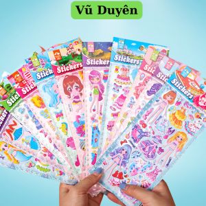 Set 5 Tờ Sticker nổi hình dáng công chúa cho bé gái