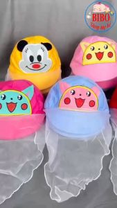 Nón Kết Nhí Loại Mềm Cho Bé Sơ Sinh Có Khăn Voan che mặt chống bụi cho trẻ đi ra ngoài