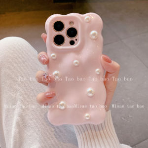 Korean Japanese Style Pearl Pink Girl Phone Case Full Cover Protection Soft Shell for Apple iPhone 13 14 16 plus 17 pro Max