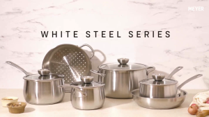 Meyer White Steel Series Stainless Steel 28cm Frypan