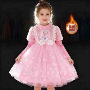 Ryn studio autumn and winter velvet Frozen Elsa princess dress Elsa girls dress children halloween christmas